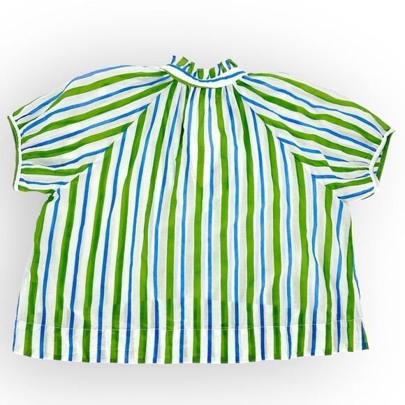 Olivia James The Label NWT Elizabeth Top‎ in Harbour Stripe Lime-  L cottagecore - Picture 7 of 7